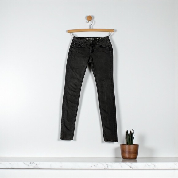 Miss Me Jeans 28 Black Wash Denim Skinny Jeans Embellished Pockets - Picture 3 of 8
